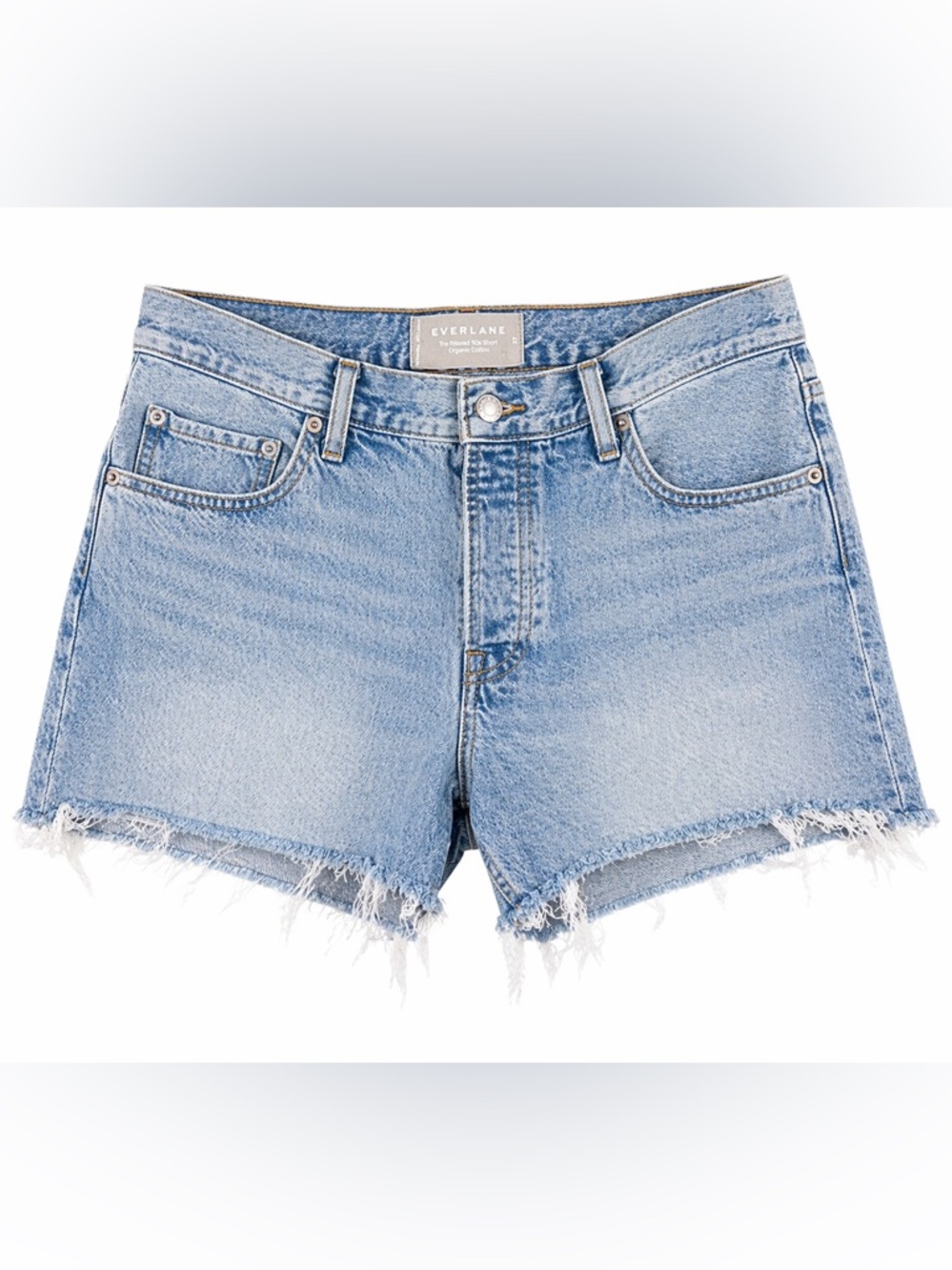 Everlane Relaxed 90s‎ Denim Shorts Light Wash Frayed Raw Hem Grunge-Sz 27